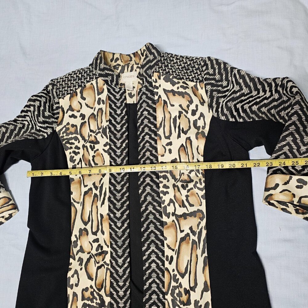 Chico's Open Coat Jacket Women Size 2 Animal Print Tapestry - Picture 7 of 13